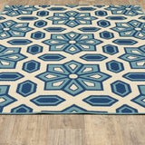 Oriental Weavers Caspian 969W6 Global/Transitional Geometric Polypropylene Indoor/Outdoor Area Rug Ivory/ Blue 8'6" x 13' C396W6259396ST