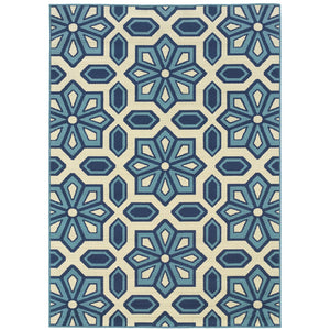 Oriental Weavers Caspian 969W6 Global/Transitional Geometric Polypropylene Indoor/Outdoor Area Rug Ivory/ Blue 8'6" x 13' C396W6259396ST