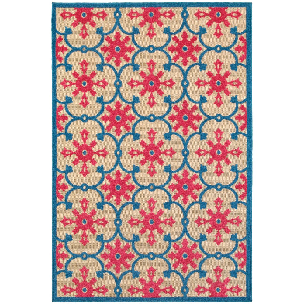 Oriental Weavers Cayman 190L9 Transitional/Contemporary Floral Polypropylene Indoor/Outdoor Area Rug Pink/Blue 9'10" x 12'10" C190L9300390ST