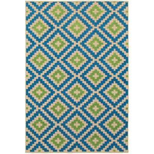 Oriental Weavers Cayman 2063Z Moroccan/Contemporary Geometric Polypropylene Indoor/Outdoor Area Rug Blue/ Green 9'10" x 12'10" C2063Z300390ST