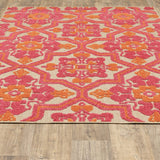 Oriental Weavers Cayman 2541V Bohemian/Global Geometric Polypropylene Indoor/Outdoor Area Rug Sand/ Pink 9'10" x 12'10" C2541V300390ST