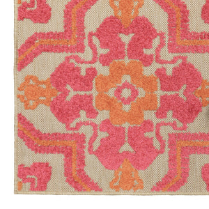 Oriental Weavers Cayman 2541V Bohemian/Global Geometric Polypropylene Indoor/Outdoor Area Rug Sand/ Pink 9'10" x 12'10" C2541V300390ST