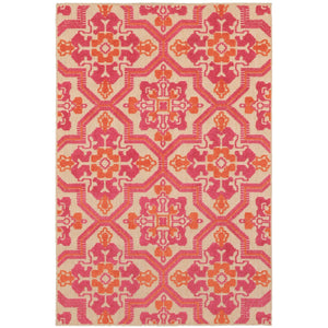 Oriental Weavers Cayman 2541V Bohemian/Global Geometric Polypropylene Indoor/Outdoor Area Rug Sand/ Pink 9'10" x 12'10" C2541V300390ST