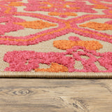 Oriental Weavers Cayman 2541V Bohemian/Global Geometric Polypropylene Indoor/Outdoor Area Rug Sand/ Pink 9'10" x 12'10" C2541V300390ST