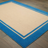 Oriental Weavers Cayman 5594B Classic/Casual Border Polypropylene Indoor/Outdoor Area Rug Sand/ Blue 9'10" x 12'10" C5594B300390ST