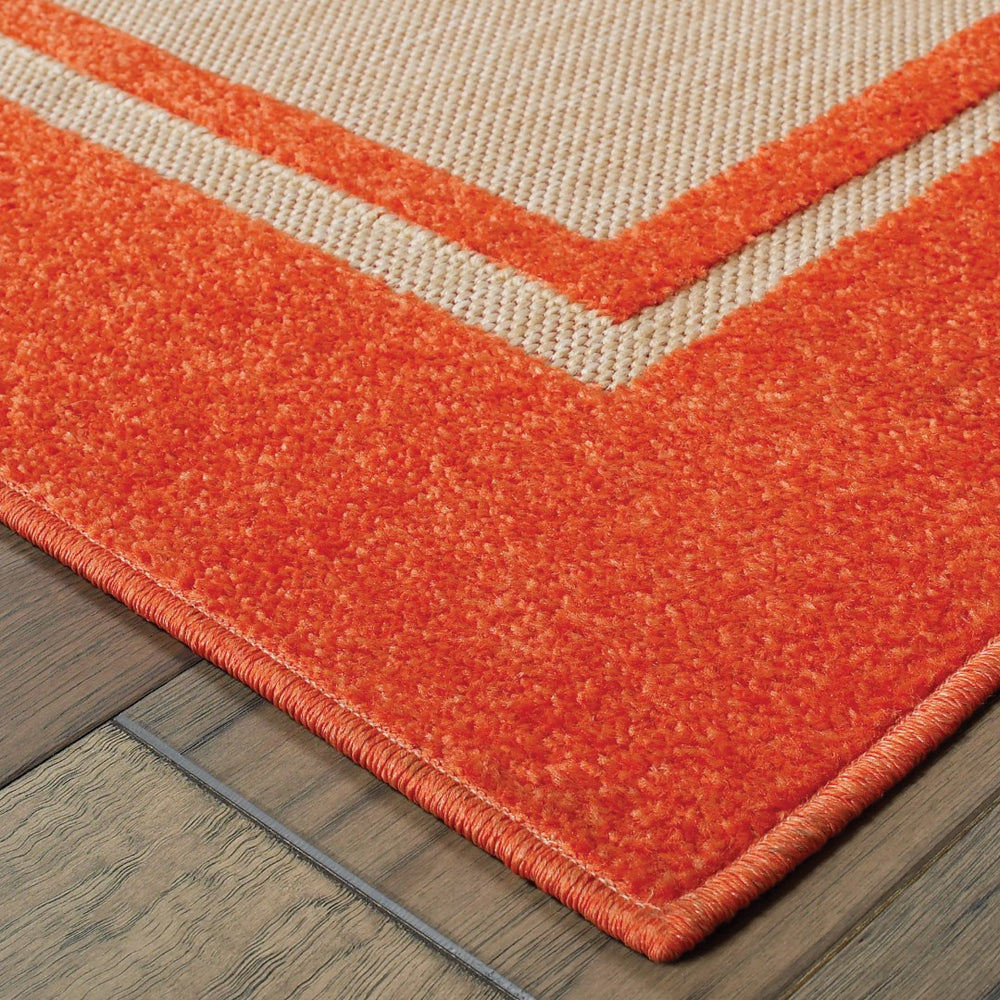 Oriental Weavers Cayman 5594Q Classic/Casual Border Polypropylene Indoor/Outdoor Area Rug Sand/ Orange 9'10" x 12'10" C5594Q300390ST