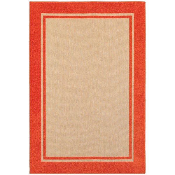 Oriental Weavers Cayman 5594Q Classic/Casual Border Polypropylene Indoor/Outdoor Area Rug Sand/ Orange 9'10" x 12'10" C5594Q300390ST