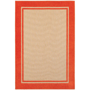 Oriental Weavers Cayman 5594Q Classic/Casual Border Polypropylene Indoor/Outdoor Area Rug Sand/ Orange 9'10" x 12'10" C5594Q300390ST