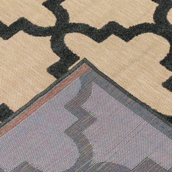 Oriental Weavers Cayman 660N9 Moroccan/Casual Geometric Polypropylene Indoor/Outdoor Area Rug Sand/ Charcoal 9'10" x 12'10" C660N9300390ST