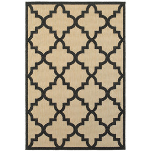 Oriental Weavers Cayman 660N9 Moroccan/Casual Geometric Polypropylene Indoor/Outdoor Area Rug Sand/ Charcoal 9'10" x 12'10" C660N9300390ST