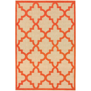 Oriental Weavers Cayman 660O9 Moroccan/Casual Geometric Polypropylene Indoor/Outdoor Area Rug Sand/ Orange 9'10" x 12'10" C660O9300390ST