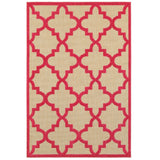 Oriental Weavers Cayman 660P9 Moroccan/Casual Geometric Polypropylene Indoor/Outdoor Area Rug Sand/ Pink 9'10" x 12'10" C660P9300390ST