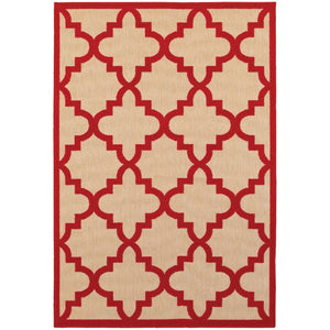 Oriental Weavers Cayman 660R9 Moroccan/Casual Geometric Polypropylene Indoor/Outdoor Area Rug Sand/ Red 9'10" x 12'10" C660R9300390ST