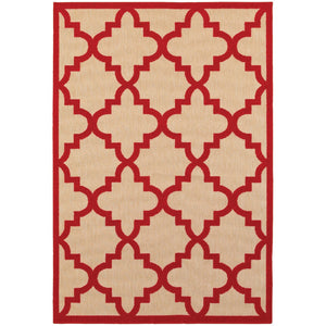 Oriental Weavers Cayman 660R9 Moroccan/Casual Geometric Polypropylene Indoor/Outdoor Area Rug Sand/ Red 9'10" x 12'10" C660R9300390ST