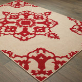 Oriental Weavers Cayman 097R9 Transitional/Global Floral Polypropylene Indoor/Outdoor Area Rug Sand/ Red 9'10" x 12'10" C097R9300390ST