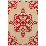 Oriental Weavers Cayman 097R9 Transitional/Global Floral Polypropylene Indoor/Outdoor Area Rug Sand/ Red 9'10" x 12'10" C097R9300390ST