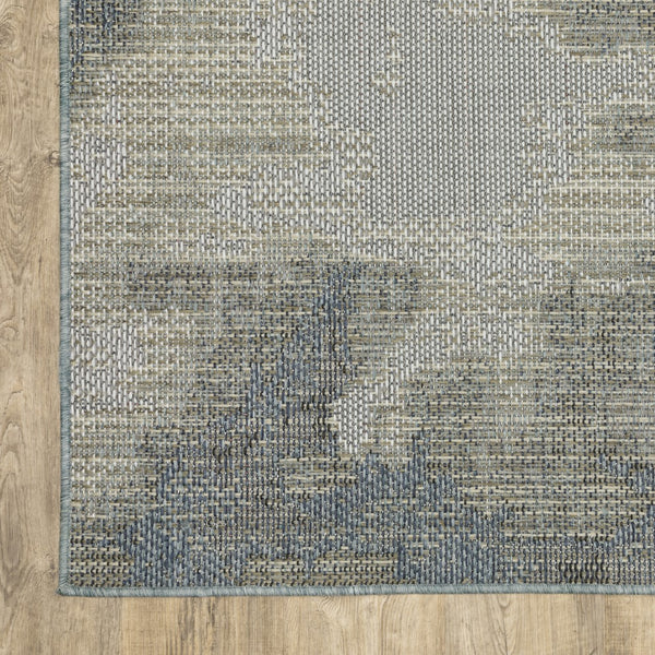 Oriental Weavers Cyprus 2101B Contemporary/Modern Abstract Polypropylene Indoor/Outdoor Area Rug Grey/ Blue 9'10" x 12'10" C2101B300390ST
