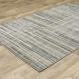 Oriental Weavers Cyprus 2102E Contemporary/Modern Striped Polypropylene Indoor/Outdoor Area Rug Blue/ Green 9'10" x 12'10" C2102E300390ST