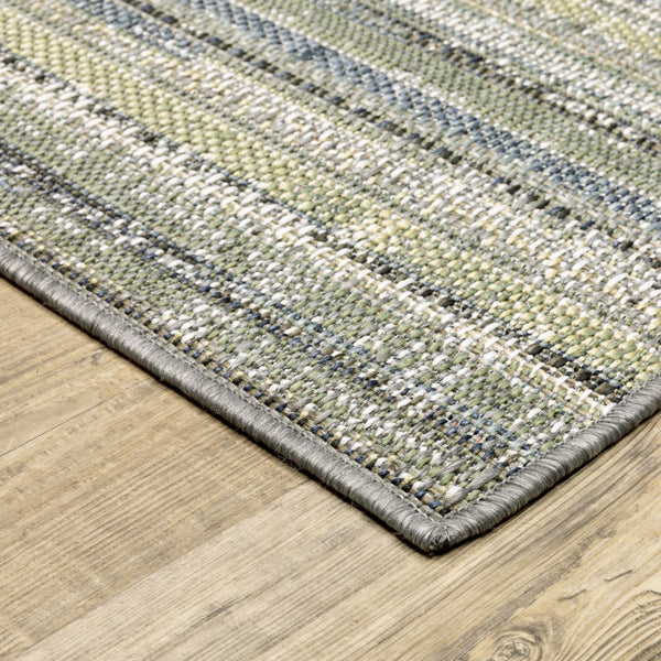 Oriental Weavers Cyprus 2102E Contemporary/Modern Striped Polypropylene Indoor/Outdoor Area Rug Blue/ Green 9'10" x 12'10" C2102E300390ST