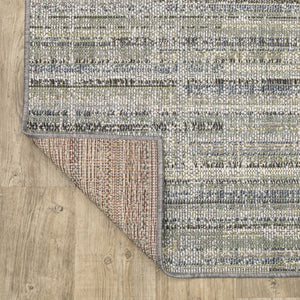 Oriental Weavers Cyprus 2102E Contemporary/Modern Striped Polypropylene Indoor/Outdoor Area Rug Blue/ Green 9'10" x 12'10" C2102E300390ST