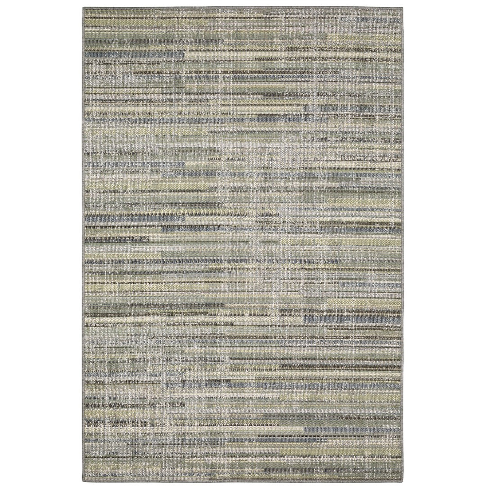 Oriental Weavers Cyprus 2102E Contemporary/Modern Striped Polypropylene Indoor/Outdoor Area Rug Blue/ Green 9'10" x 12'10" C2102E300390ST