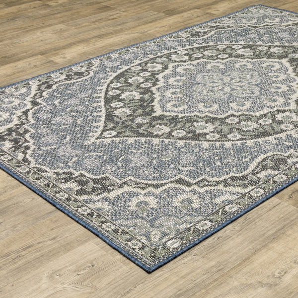 Oriental Weavers Cyprus 228C4 Traditional/Persian Oriental Polypropylene Indoor/Outdoor Area Rug Blue/ Sage 9'10" x 12'10" C228C4300390ST