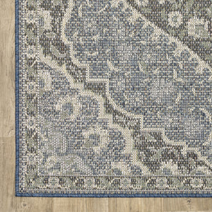Oriental Weavers Cyprus 228C4 Traditional/Persian Oriental Polypropylene Indoor/Outdoor Area Rug Blue/ Sage 9'10" x 12'10" C228C4300390ST