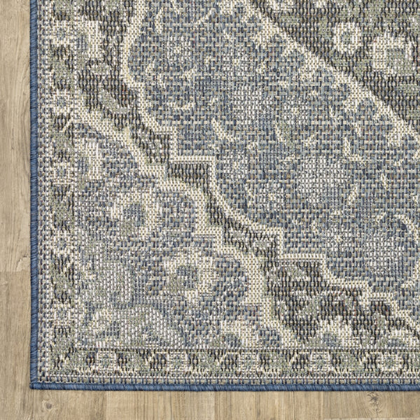 Oriental Weavers Cyprus 228C4 Traditional/Persian Oriental Polypropylene Indoor/Outdoor Area Rug Blue/ Sage 9'10" x 12'10" C228C4300390ST