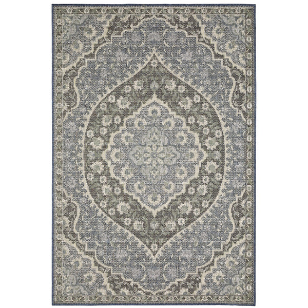 Oriental Weavers Cyprus 228C4 Traditional/Persian Oriental Polypropylene Indoor/Outdoor Area Rug Blue/ Sage 9'10" x 12'10" C228C4300390ST