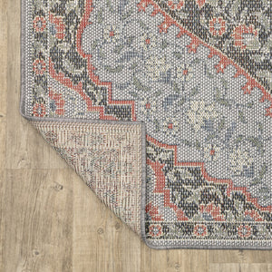 Oriental Weavers Cyprus 228D4 Traditional/Persian Oriental Polypropylene Indoor/Outdoor Area Rug Blue/ Salmon 9'10" x 12'10" C228D4300390ST