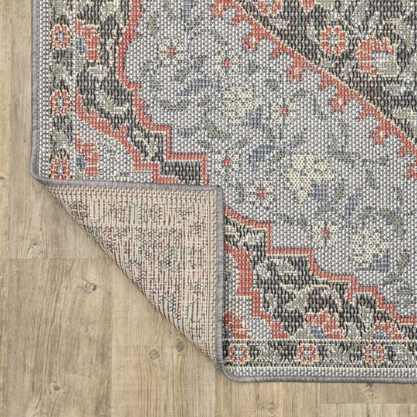 Oriental Weavers Cyprus 228D4 Traditional/Persian Oriental Polypropylene Indoor/Outdoor Area Rug Blue/ Salmon 9'10" x 12'10" C228D4300390ST