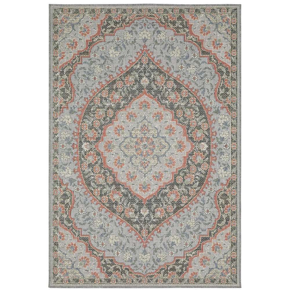 Oriental Weavers Cyprus 228D4 Traditional/Persian Oriental Polypropylene Indoor/Outdoor Area Rug Blue/ Salmon 9'10" x 12'10" C228D4300390ST