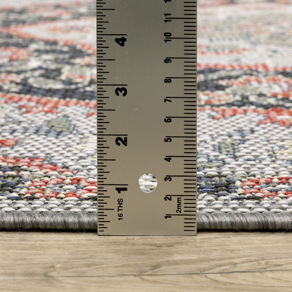 Oriental Weavers Cyprus 228D4 Traditional/Persian Oriental Polypropylene Indoor/Outdoor Area Rug Blue/ Salmon 9'10" x 12'10" C228D4300390ST