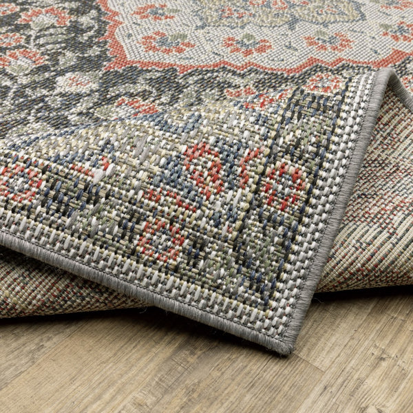 Oriental Weavers Cyprus 228D4 Traditional/Persian Oriental Polypropylene Indoor/Outdoor Area Rug Blue/ Salmon 9'10" x 12'10" C228D4300390ST