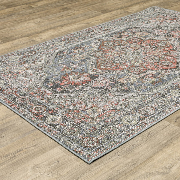 Oriental Weavers Cyprus 429Q4 Traditional/Persian Medallion Polypropylene Indoor/Outdoor Area Rug Grey/ Multi 9'10" x 12'10" C429Q4300390ST