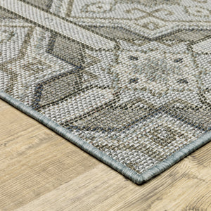 Oriental Weavers Cyprus 448L4 Moroccan/Classic Trellis Polypropylene Indoor/Outdoor Area Rug Grey/ Blue 9'10" x 12'10" C448L4300390ST