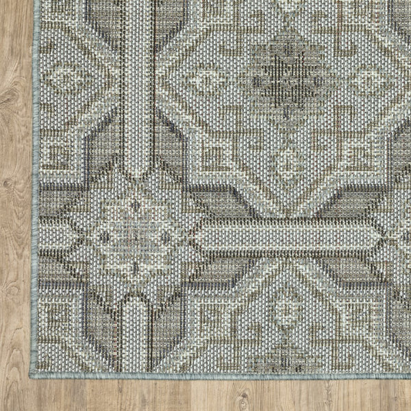 Oriental Weavers Cyprus 448L4 Moroccan/Classic Trellis Polypropylene Indoor/Outdoor Area Rug Grey/ Blue 9'10" x 12'10" C448L4300390ST