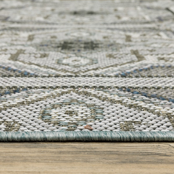 Oriental Weavers Cyprus 448L4 Moroccan/Classic Trellis Polypropylene Indoor/Outdoor Area Rug Grey/ Blue 9'10" x 12'10" C448L4300390ST