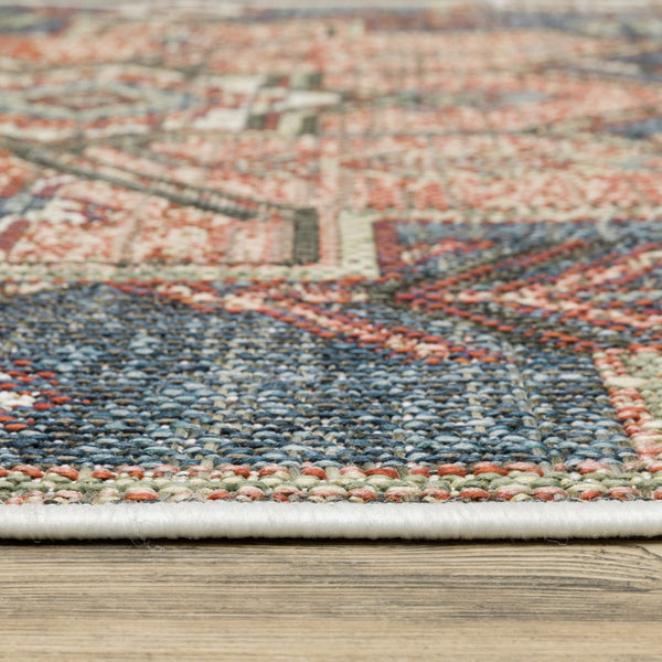 Oriental Weavers Cyprus 5606B Tribal/Oriental Tribal Polypropylene Indoor/Outdoor Area Rug Blue/ Multi 9'10" x 12'10" C5606B300390ST