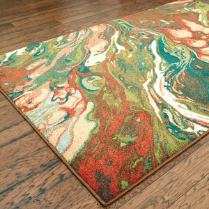 Oriental Weavers Dawson 8337B Contemporary/Global Abstract Polypropylene Indoor Area Rug Rust/ Teal 9'10" x 12'10" D8337B300390ST