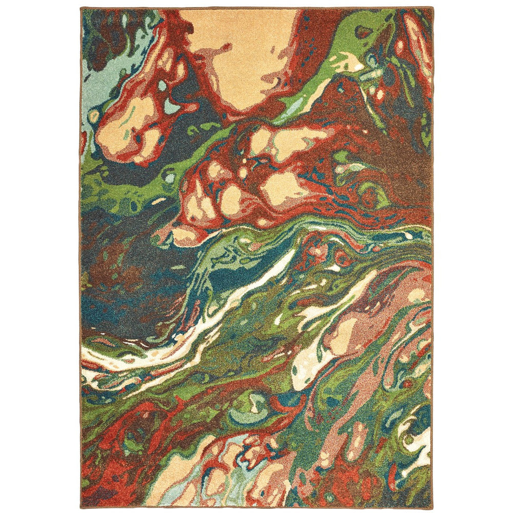 Oriental Weavers Dawson 8337B Contemporary/Global Abstract Polypropylene Indoor Area Rug Rust/ Teal 9'10" x 12'10" D8337B300390ST