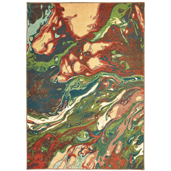 Oriental Weavers Dawson 8337B Contemporary/Global Abstract Polypropylene Indoor Area Rug Rust/ Teal 9'10" x 12'10" D8337B300390ST