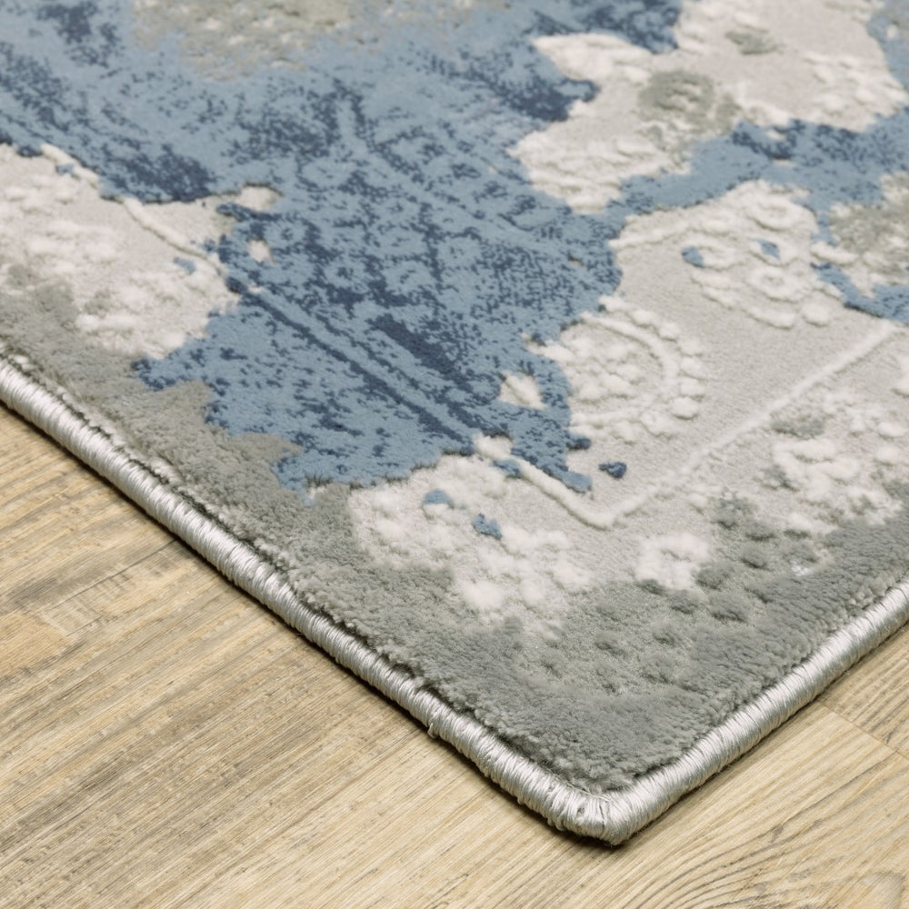 Oriental Weavers Easton 3313Q Contemporary/Casual Abstract Polypropylene, Polyester Indoor Area Rug Grey/ Blue 7'10" x 10'10" E3313Q240340ST