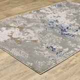 Oriental Weavers Easton 7111F Contemporary/Traditional Abstract Polypropylene, Polyester Indoor Area Rug Grey/ Blue 9'10" x 12'10" E7111F300394ST