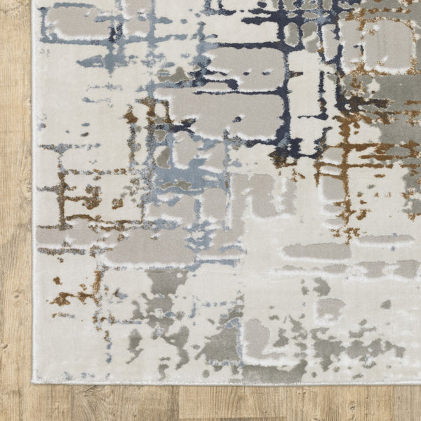 Oriental Weavers Easton 8111X Industrial/Contemporary Abstract Polypropylene, Polyester Indoor Area Rug Grey/ Blue 9'10" x 12'10" E8111X300394ST