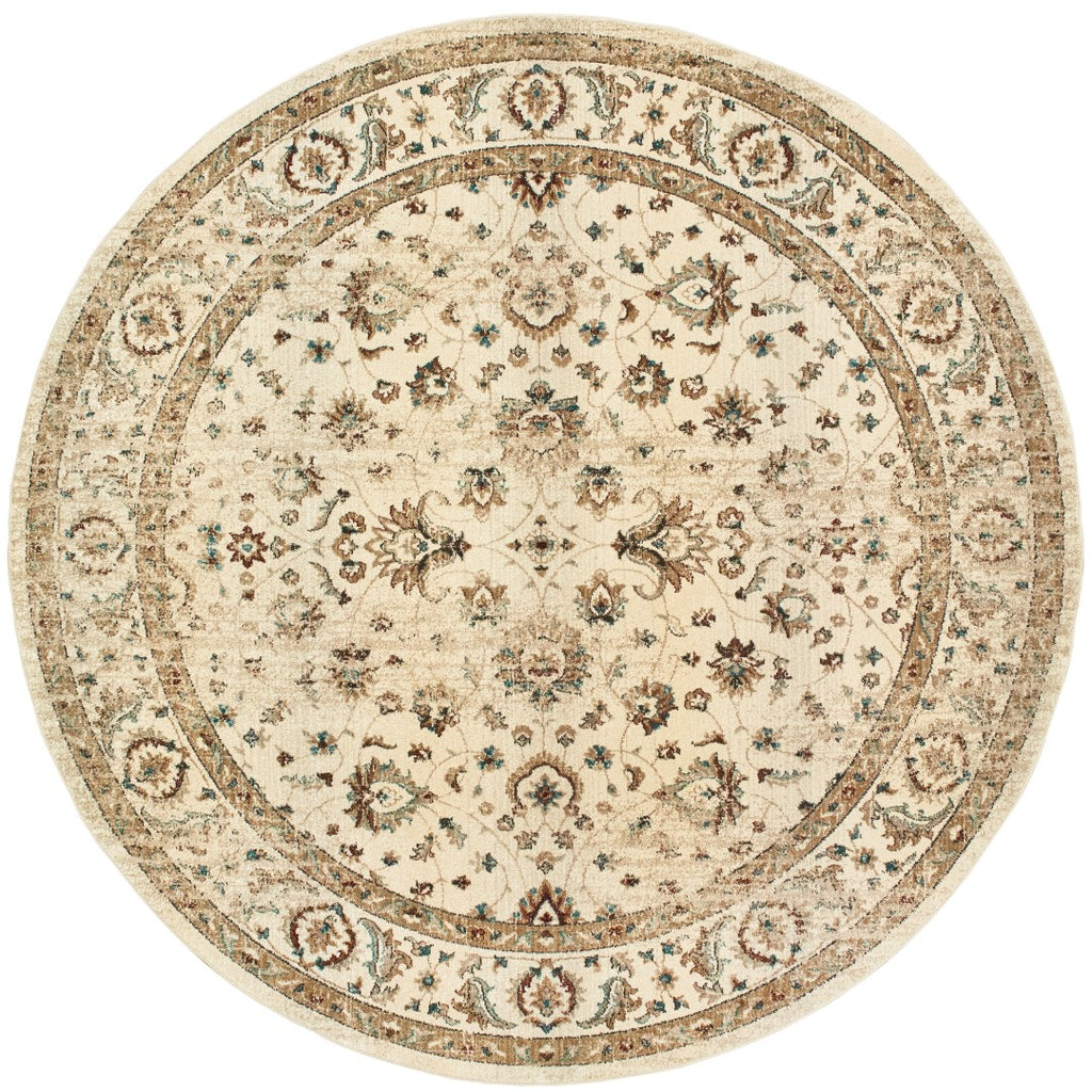 Oriental Weavers Empire 114W4 Traditional/Vintage Oriental Polypropylene, Polyester Indoor Area Rug Ivory/ Gold 7'10" Round E114W4240RDST