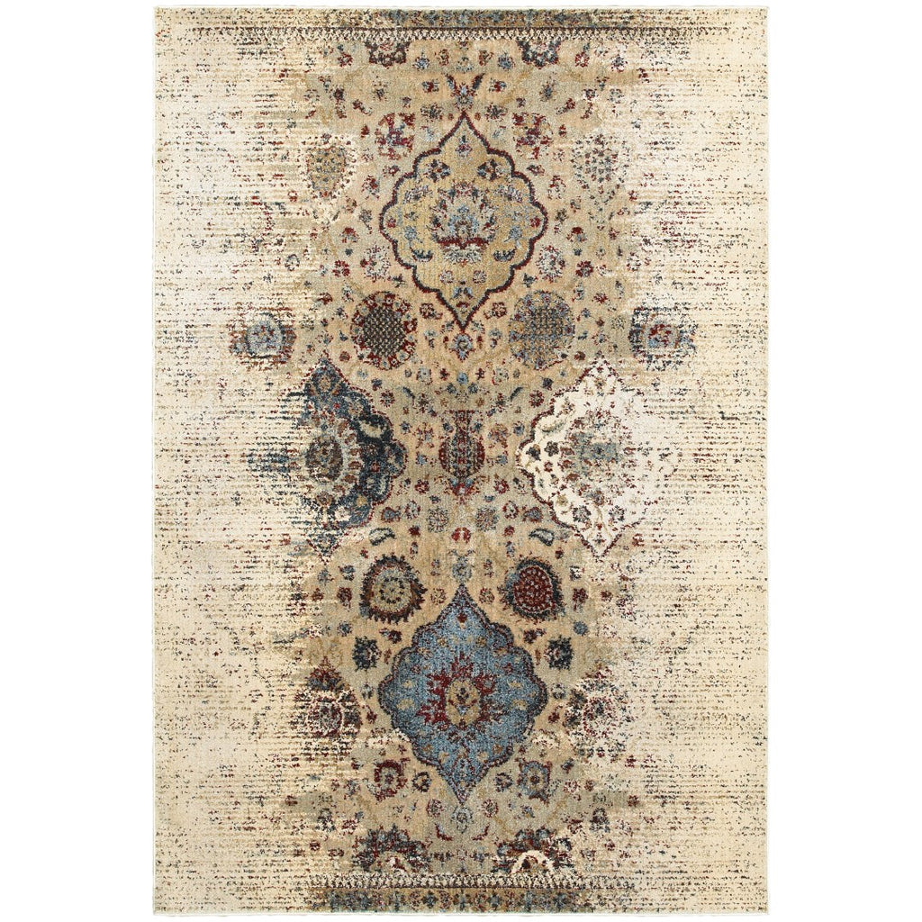 Oriental Weavers Empire 028W4 Traditional/Vintage Oriental Polypropylene, Polyester Indoor Area Rug Ivory/ Blue 9'10" x 12'10" E028W4300390ST