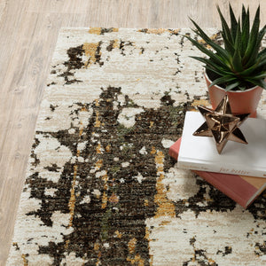 Oriental Weavers Evolution 7770J Contemporary/ Abstract Nylon, Polypropylene Indoor Area Rug Beige/ Charcoal 2'6" x 12' E7770J076365ST