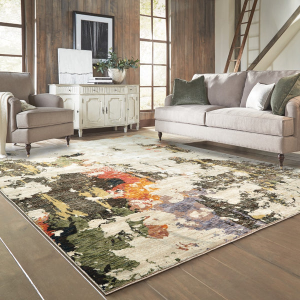 Oriental Weavers Evolution 7770J Contemporary/ Abstract Nylon, Polypropylene Indoor Area Rug Beige/ Charcoal 10' x 13'2" E7770J305400ST