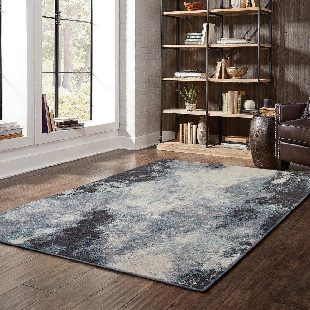 Oriental Weavers Evolution 8000B Contemporary/ Abstract Nylon, Polypropylene Indoor Area Rug Navy/ Ivory 10' x 13'2" E8000B305400ST